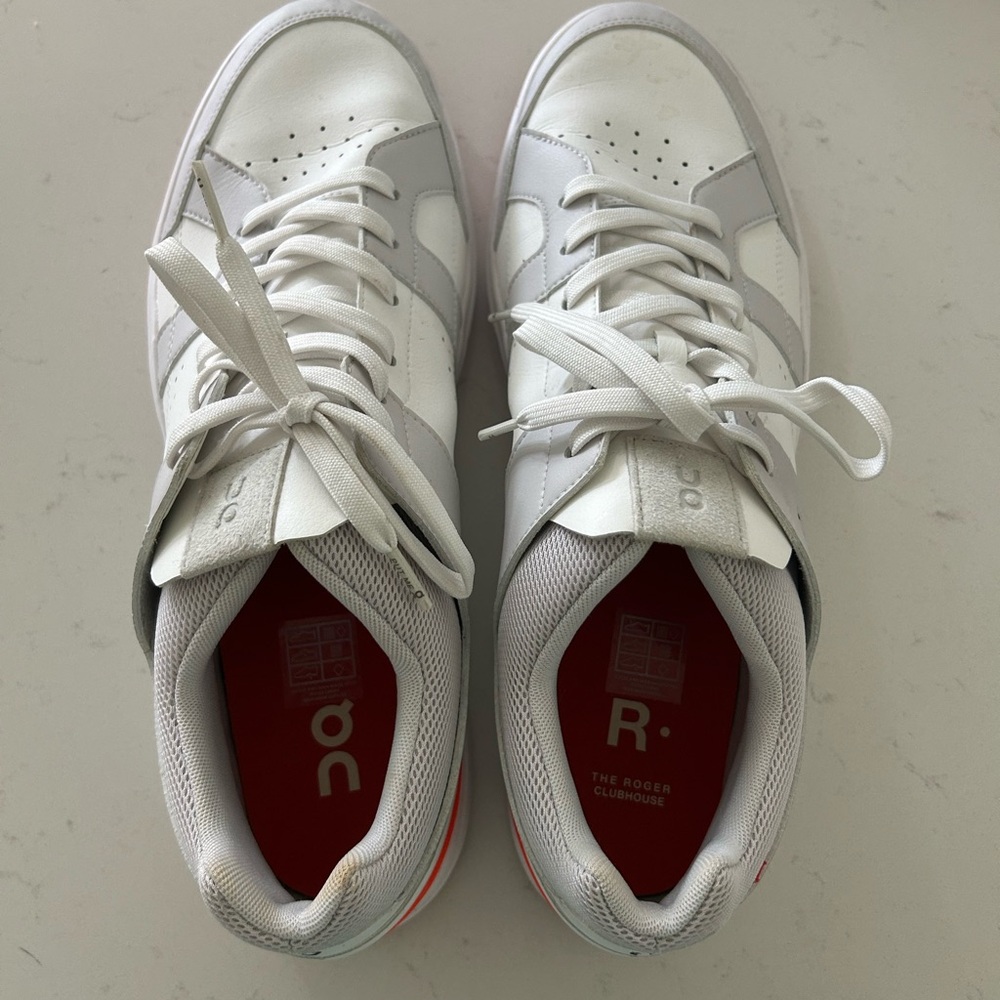 ON White and Red Sneakers